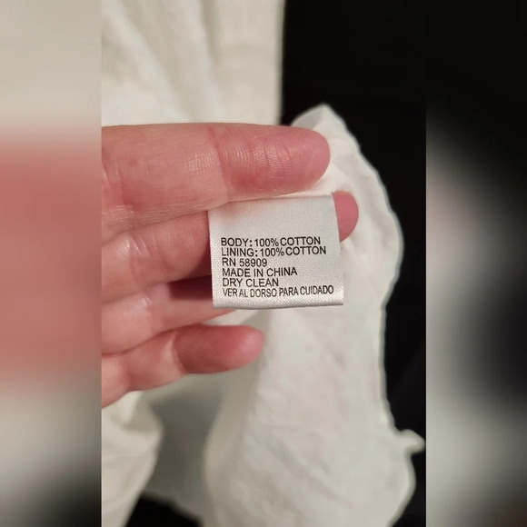 Cremieux Dress Women's Size 8 White Eyelet Ruffle Summer Preppy Midi Scallop Hem - Picture 7 of 9